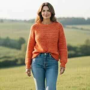 Heather By Bordeaux Sweater Womens Small Orange Marl Angora Wool Cozy Soft Girl